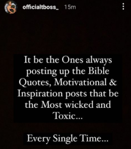 “The Ones Always Posting Bible Quotes, Motivational, Inspirational Posts Are The Most Wicked And Toxic” - Bbnaija's Tboss