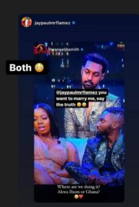 Where Are We Doing Our Wedding” - BBnaija’s Jaypaul Ask Angel Smith