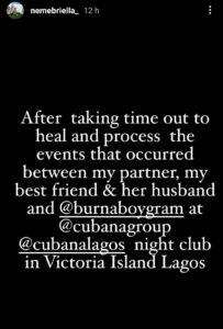 Woman whose partner was shot after she refused Burna Boy's advances in a Lagos club recounts what transpired1