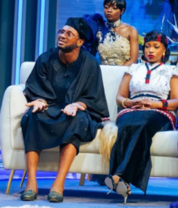“His Shoe Has Been To Calvary” Bbnaija’s Cross Okonkwo Becomes An Instant Meme Over His Traditional Outfit To The Reunion (See Reactions)