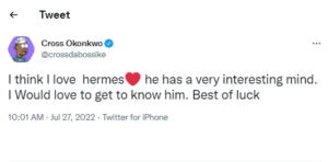 BBNaija’s  Cross Okonkwo Reveals His Favourite Housemate In The Level Up House
