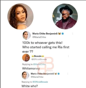  Bbnaija's Maria Chike Openly Denies Knowing Whitemoney In New Exchange With Fans  