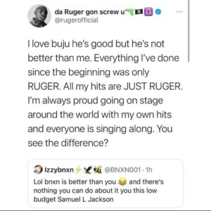 "I Love Buju He's Good But He's Not Better Than Me" – Ruger Brags, Fans Reacts