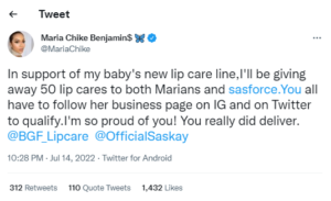 Bbnaija’s Maria Chike Reveals What She Will Do To Support Her Baby, Saskay’s Lipcare Line