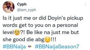 "Doyin's Pickup Lines Got To Me On A Personal Level"- Bbnaija Evicted Housemate Cyph Reacts 