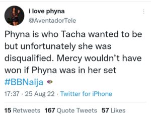 "Phyna Is Who Tacha Wanted To Be But Got Disqualified.."Bbnaija Fan Writes, Phynanation & Titans Sl@m Her