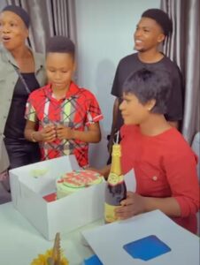 "See Wetin Small Pikin Do For Me, It Means So Much To Me"- Beautiful Moment Child Actor, Isaac Fred Gave Destiny Etiko A Birthday Cake, She Prays For Him (VIDEO)