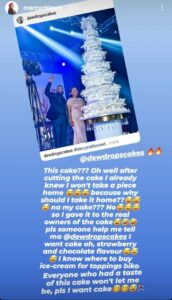 "I Didn't Taste My Wedding Cake"- Mercy Chinwo Says, Begs Her Cake Vendor For Cake