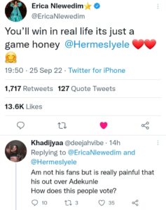 Erica Nlewedim Pens Beautiful Message To Hermes, Reacts As Fan Says She Was Also Rud€ Like Bella