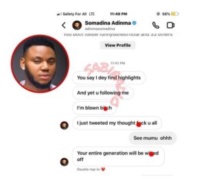 Actor Somadina Lays Curs£s On Some Fans Of Phyna After They Dr@gged Him For His Tweet (See Screenshots)