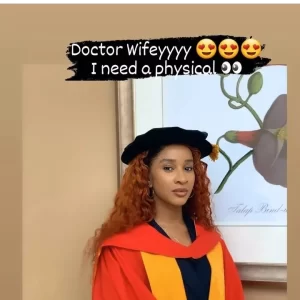 Banky W Congratulates Wife, Actress Adesua Etomi As She Bags Doctorate Degree From University In UK (Photos)