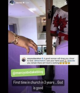 A good woman will drag you closer to God"- Reactions As Davido Goes To Church After 3 Years