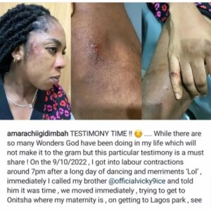Nollywood Actress, Amarachi Igidimbah Recounts T€rr!fic Experience & How God Kept Her Baby Alive In Her Womb For 8 Hours, Despite Challenges While Being Rushed To The Hospital 