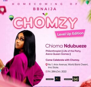 "The Queen Is Coming Home " Bb Naija, Chomzy Writes As She Annouces Home Coming.