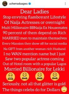 "Most Of The Mansions They Show Off Are Gifts From Another Woman's Husband"- Actor Uche Maduagwu Sh@des Bbnaija Female Housemates & Actresses