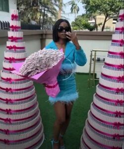 BBnaija, Bella Receives Money Cake, Fashion Accessories And Other Gifts From Fans