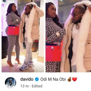"You're The One In My Heart"- Davido Says As He Shares Photos With Chioma In London
