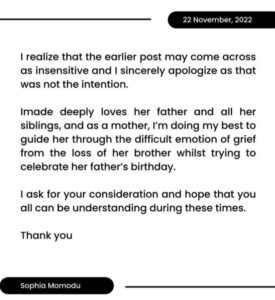 Sophia Momodu Reveals Her Reasons For Posting Ifeanyi's Photo On Her Daughter's Page Yesterday After Netizens Dr@gged Her