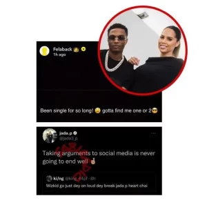 “Taking arguments to social media is never going to end well” — Jada Pollock blows hot, after Wizkid made a post last night saying he’s been a single man.