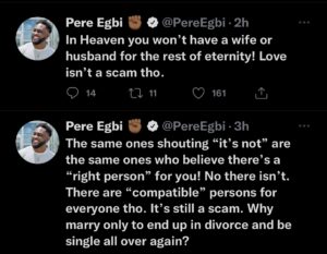 Pere Egbi gives his opinions on Marriage 