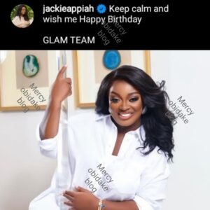 Popular Ghanian actress, Jackie Appiah marks birthday celebration today.