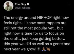 Rapper MI celebrates Nigerian rappers after wizkid says rap is boring