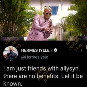 "He Don Serve Her Breakfast"- Reactions As Reality Tv Star, Hermes Reveals His Current Relationship Status With Allysyn