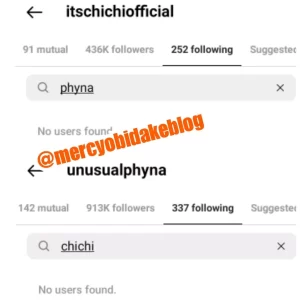 BBN Phyna & ChiChi Unfollow Each Other On Instagram (Details)