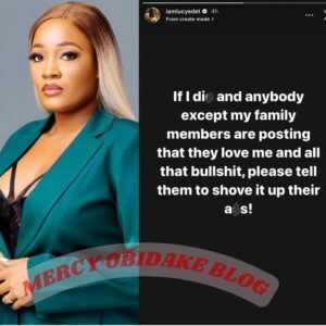 "No One Loves Me Except My Family Members"- Lucy Edet Says As She Reveals What Should Be Done When She Dies (Details)