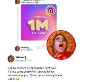 Phyna one million followers 