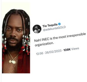 Adekunle gold on 2023 election