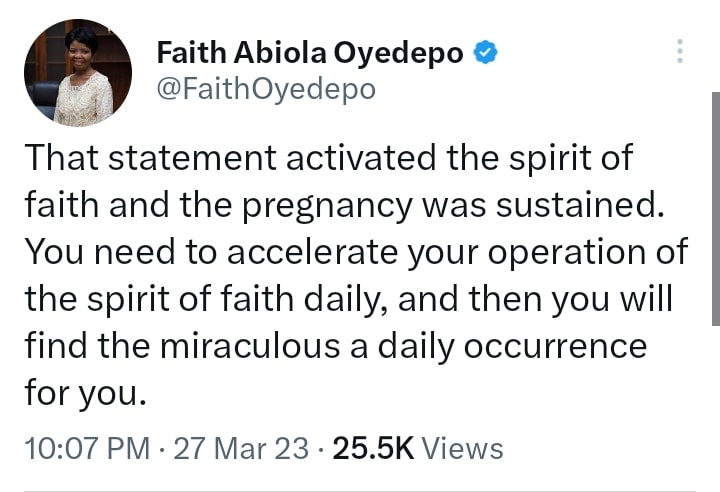 Faith Oyedapo Pregnancy testimony