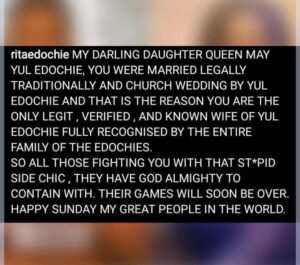 "Why May Edochie Is The Only Legit, Verified & Known Wife Of Yul Edochie Recognized By The Edochies"- Actress Rita Edochie Explains