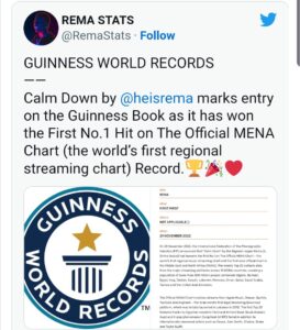 Rema breaks Guinness record