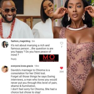 "Davido Doesn't Love Chioma, His Marriage To Her Is A Consolation For Her Lost Child"- Netizen Writes