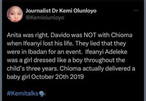 Kemi Olunloyo on Davido and Chioma