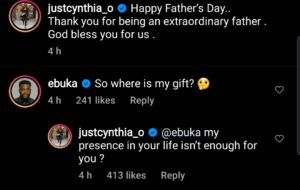 Cynthia and Ebuka on father's day