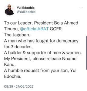 Yul Edochie on Bola Tinubu and Nnamdi Kanu