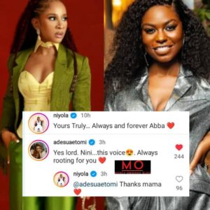 "I'm Always Rooting For You"- Actress Adesua Etomi Shows Support For Singer, Niyola, Week After Rumours and Cheating Allegations On Banky W