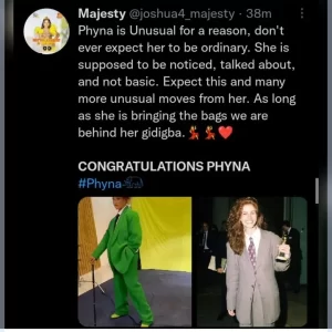 "Unusual For A Reason"- Fans Defend Phyna As Netizens M0ck Her Outfit To Trend Upp Awards