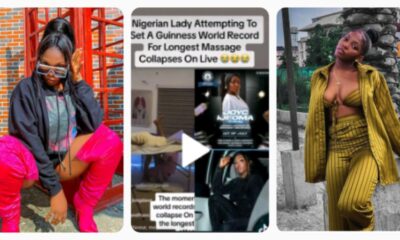 "We Hear Say Record Don Bre@k You"- Reactions As Nigerian Lady Attempting To Set A Guinness World Record For Longest Massage Collapses On Live (VIDEO)