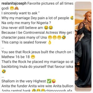 "Why My Marriage Dey Pain Una, Na Only Me Marry For Nigeria?- Actress Anita Joseph Seriously Addresses Trolls Accusing Her Of Paying Her Bride Price & Controlling Her Husband (Detail)