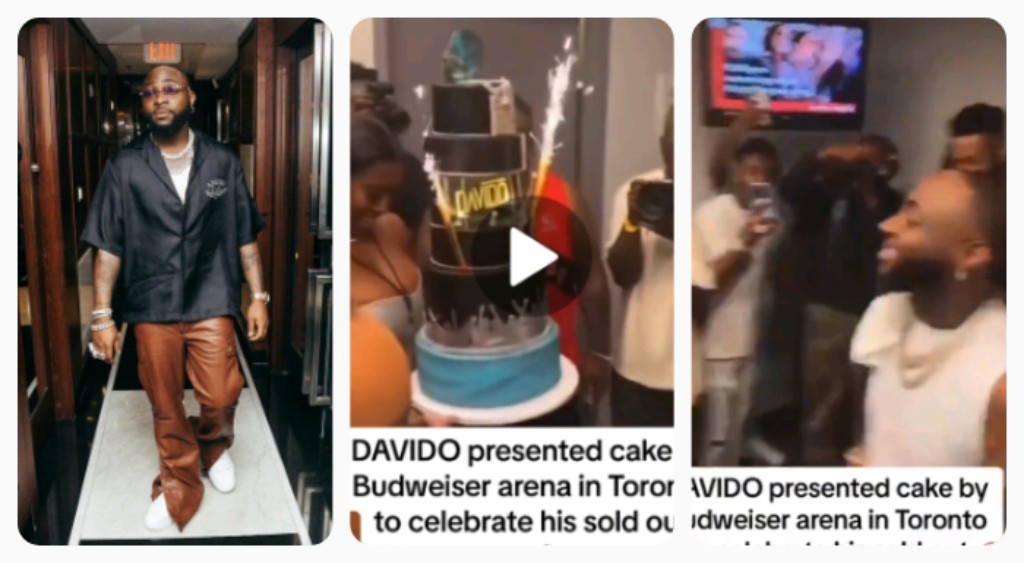 Singer,Davido Receives Enormous Cake After Shutting Down 16,000 Capacity In Toronto(Video)