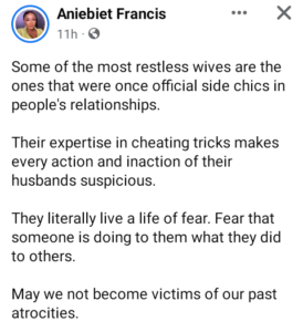 Aniebiet Francis on restless wives