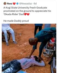 Graduate who prostrated to father