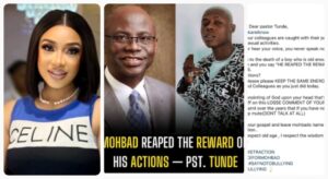  “Keep the same energy with your corrupted colleagues as you did today” — Tonto Dikeh fires back at Pastor Tunde Bakare Over his comment about Mohbad reaping the reward of his action (Detail)