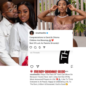 Davido's Alleged Side Chic, Anita Reacts To News Of Him & Chioma Giving Birth To Twins (DETAILS)