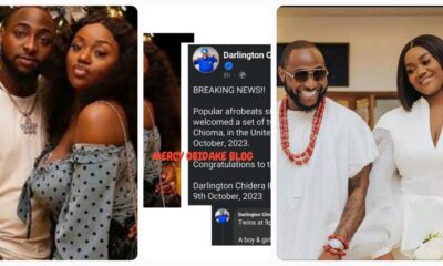 Davido and Chioma allegedly welcomes twins in the US (DETAILS)