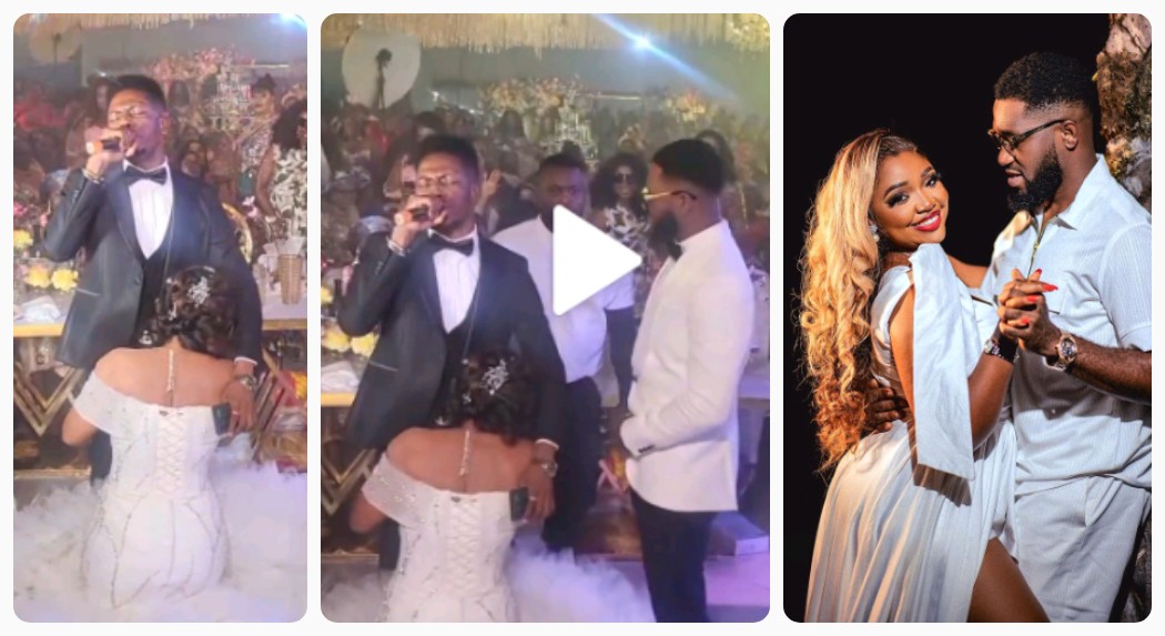 "This Is A Huge Embarassment To Your Husband, Fear Women That Worship Religious Men"- Netizens Criticise Actress Ekene Umenwa For Hugging & Kneeling For Moses Bliss In Her Wedding (VIDEO/PHOTOS)