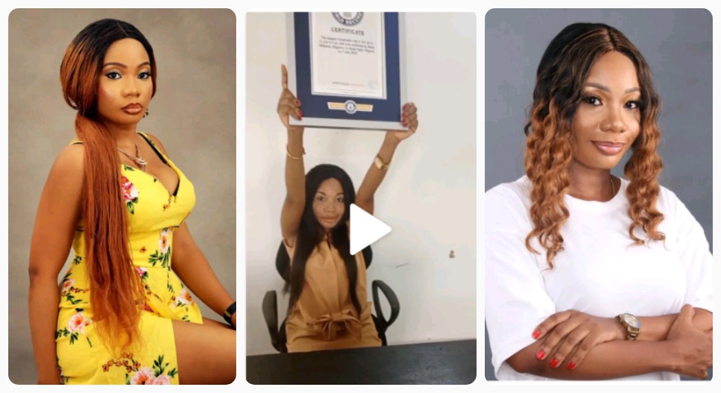 Nigerian wig maker, Helen Williams, becomes the first person in the world to set the record for longest handmade wig, Breaks Guinness Record (VIDEO)